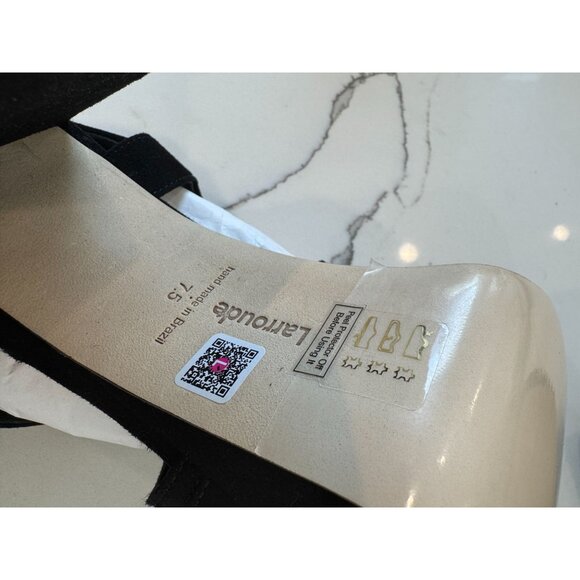 Larroude NIB Bee Platform Sandal in Black Suede Size 7.5 - Picture 6 of 7